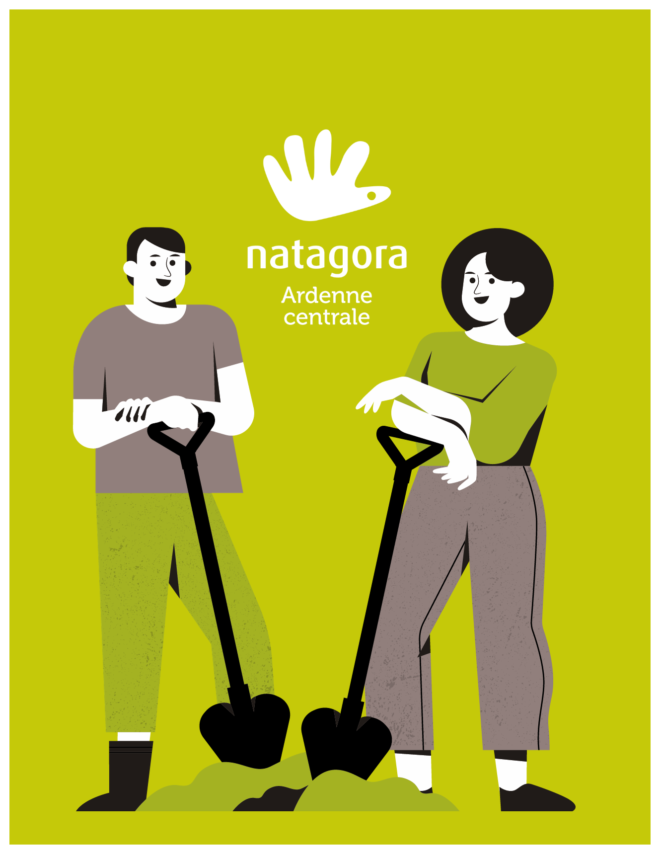 une femme et un homme avec des outils de jardinage