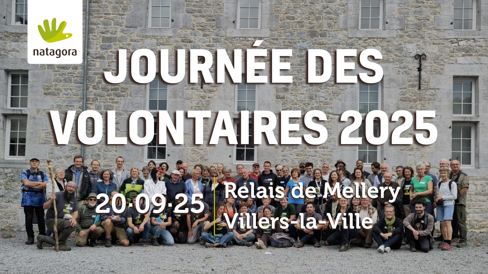 Une photo de groupe des volontaires Natagora au CRIE de Modave