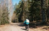 Cycliste qui fait du vélo dans les bois